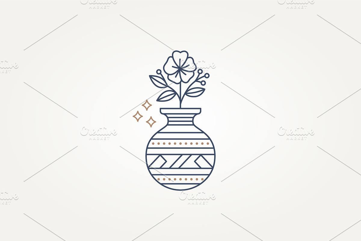 lower on vase line art icon logo, a Branding & Logo Template by Blazybone (Photo 2 of 2)