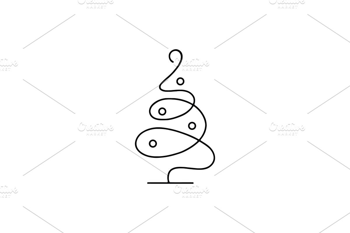 Swirling Line Christmas Tree, a Branding & Logo Template by Vectorium Studio (Photo 1 of 2)