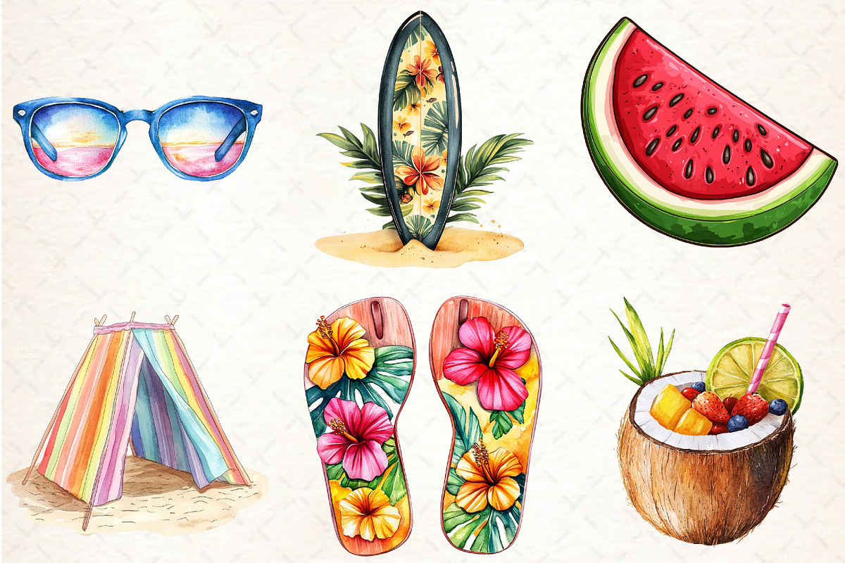 Summer Beach Fun Clipart Set, an Illustration by Libby Wishes (Photo 5 of 6)