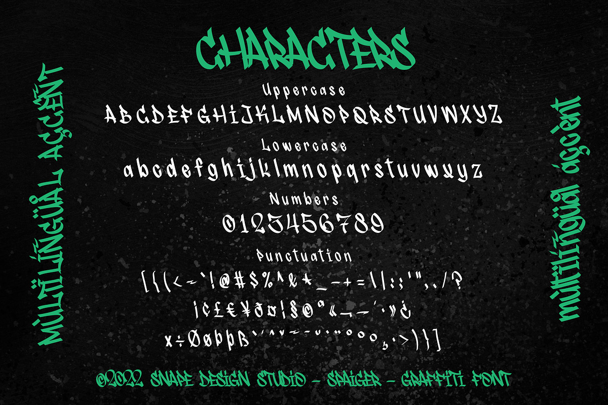 Spaiger - Graffiti Font, a Font by Snape Design Studio (Photo 2 of 5)