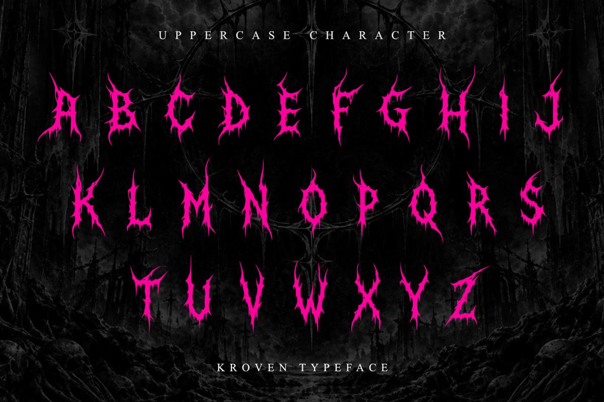 Kroven - Death Metal Font, a Symbol Font by Masyafi Studio (Photo 7 of 9)