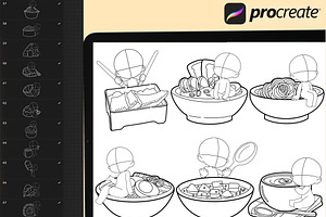 50 Procreate Chibi Japanese Food