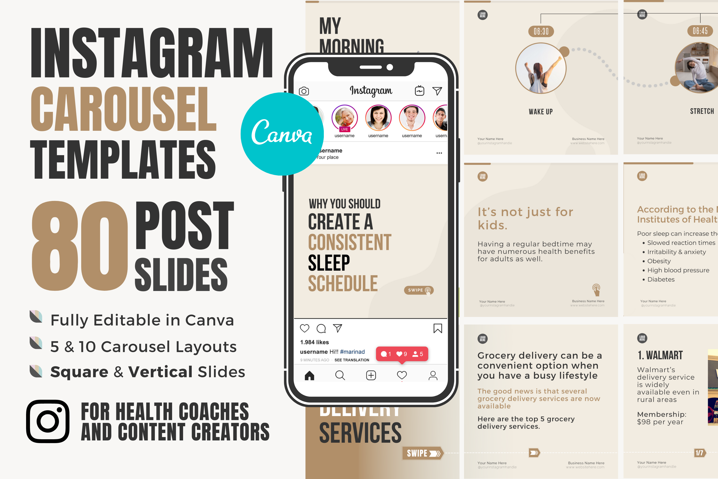 Instagram Carousel Templates Canva, a Social Media Template by Designs ...
