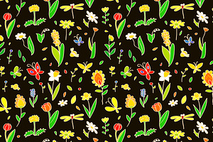 Spring Flowers Seamless Pattern