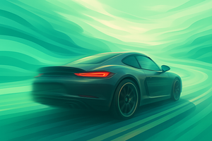 Sports Car in Green Motion Blur, a Transportation Photo by Design_Planet