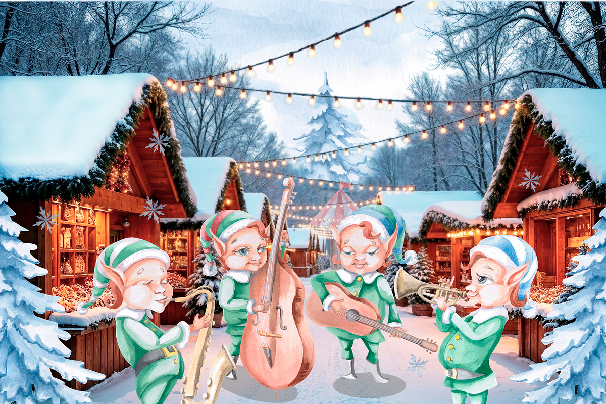 Christmas Elves-Musicians, a Seasonal Illustration by SvetLana (Photo 5 of 13)