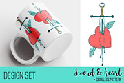 Sword & Heart design set, a Decorative Illustration by OKart.studio (Thumbnail 1 of 6)