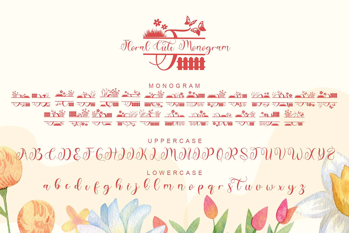 Floral Cute Monogram, a Handwritten Font by Yoga Letter (Photo 4 of 6)