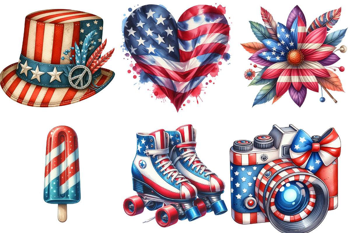 Groovy 4th of July png Sublimation, an Illustration by Watercolor design (Photo 4 of 4)