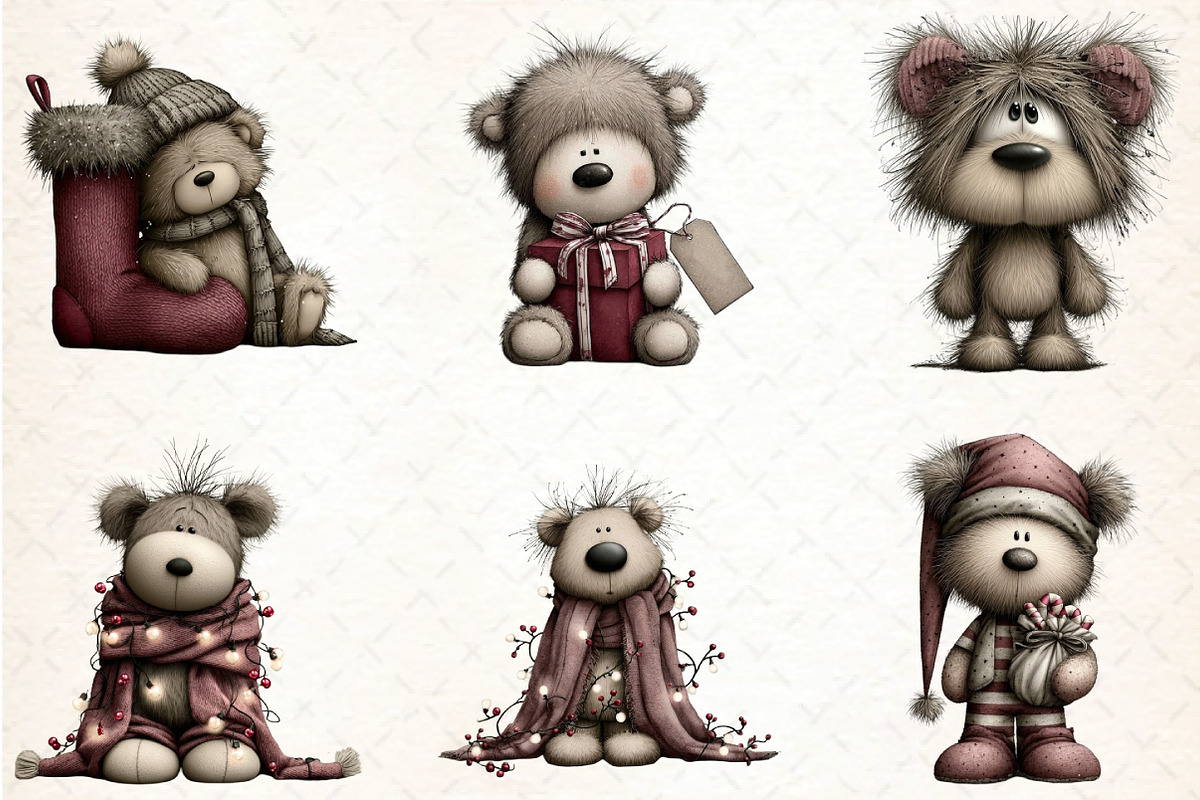 Whimsical Christmas Teddy Clipart, an Illustration by DreamCafeArt (Photo 6 of 6)