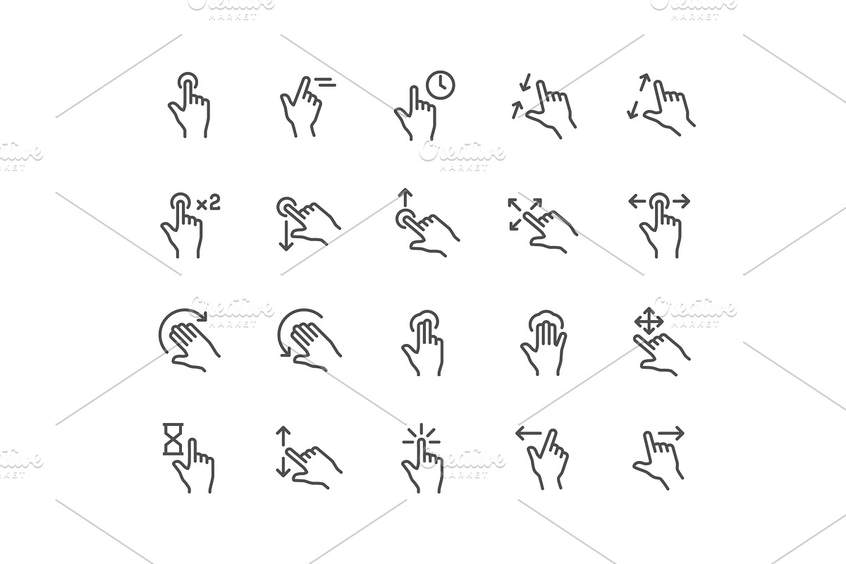 Line Gesture Icons, an Illustration by Davooda
