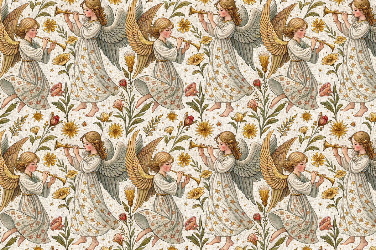 Angels and Vintage Flowers., a Pattern Graphic by Designs by Helen Trupak (Photo 11 of 14)