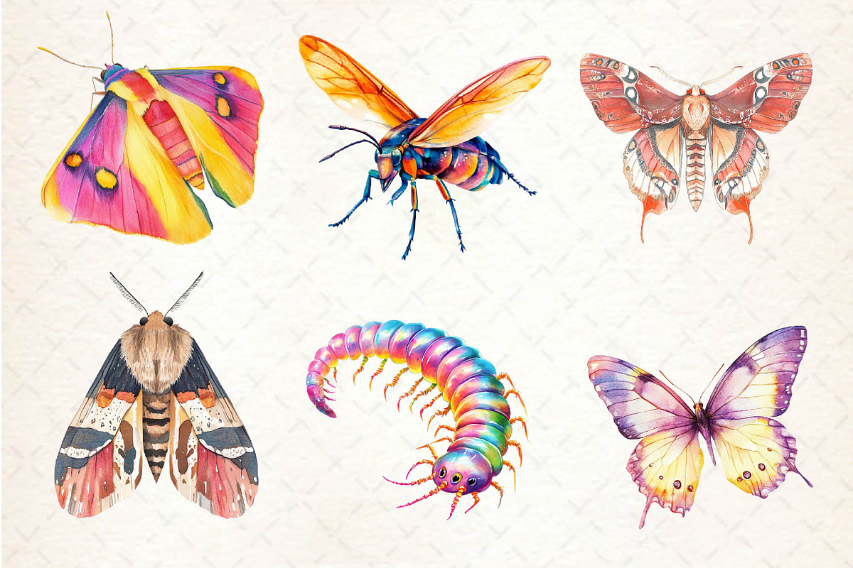 Watercolor Bugs Sublimation Clipart, an Illustration by Dream Creation (Photo 6 of 6)