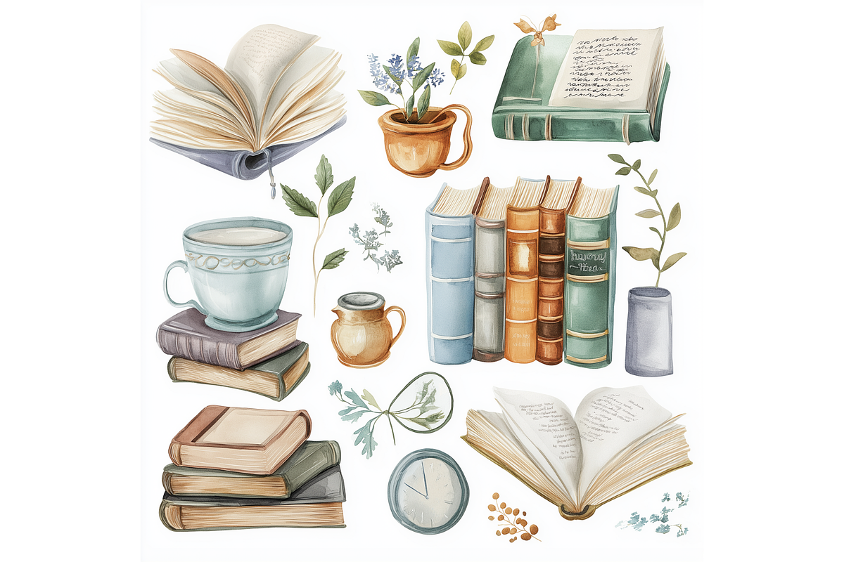 Prompt Spring Reading Clipart, a Decorative Illustration by Creative design (Photo 4 of 7)