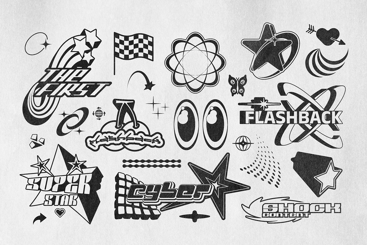 Y2K 240 Shapes Badges Graphic Styles, a Graphic by Vanzyst (Photo 10 of 13)