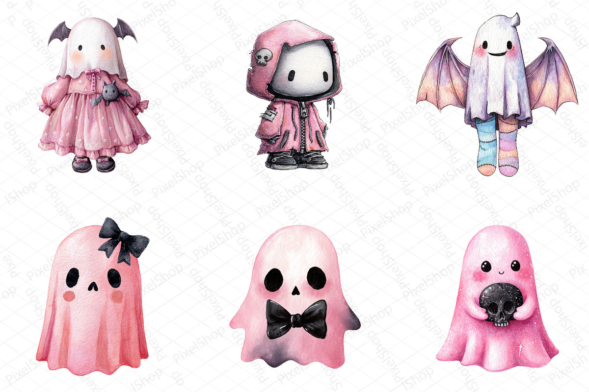 Pink Pastel Goth Halloween Ghost Cli, an Illustration by DreamPrint404 (Photo 3 of 5)