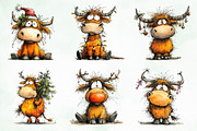 Grumpy Christmas Highland Cow Bundle, an Illustration by Creative Art (Thumbnail 3 of 11)