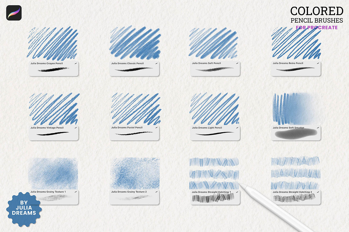 Colored Pencil Brushes for Procreate, a Brush Add-On by Julia Dreams (Photo 6 of 9)