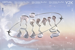 Y2K Chrome Aesthetic Text Effect, a Layer Style Add-On by wavebreak