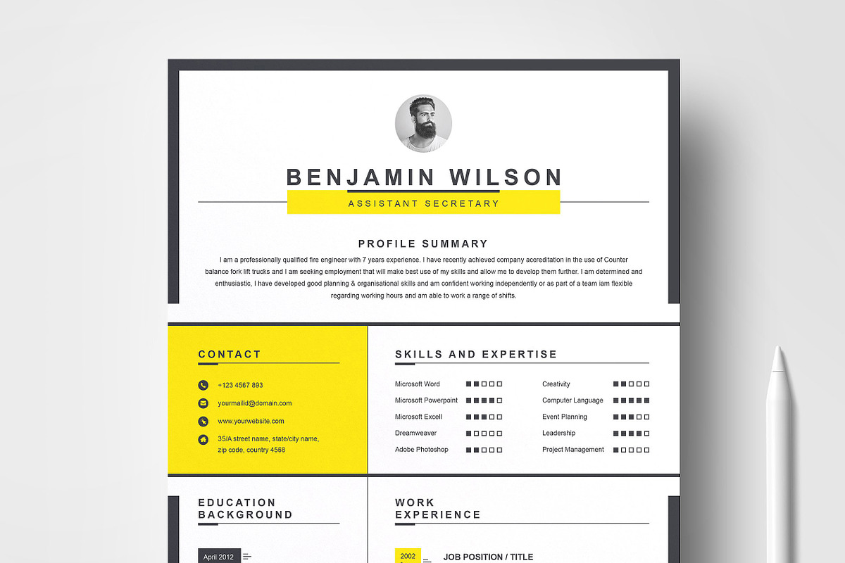 Resume/CV Bundle | 200+ for $29, a Resume Template by ResumeInventor (Photo 38 of 207)