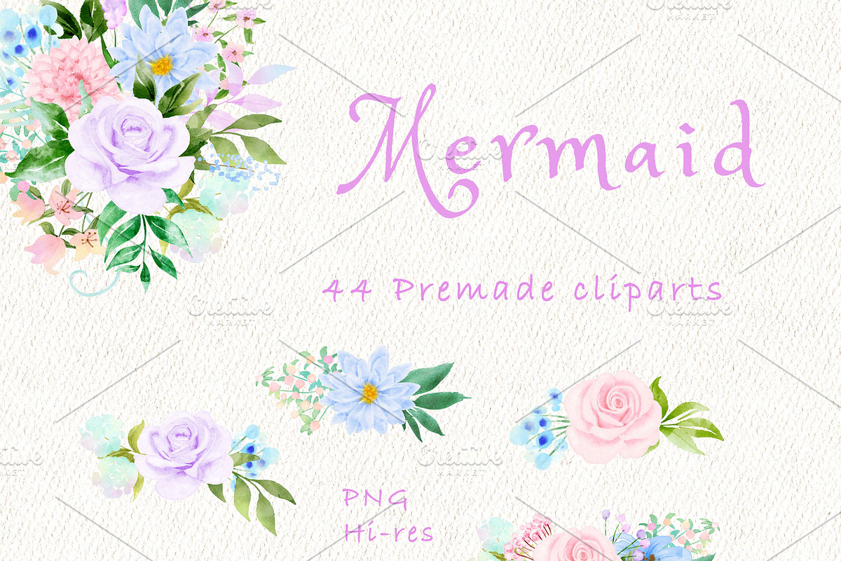 Mermaid baby clipart, an Animal Illustration by heyiamalice (Photo 2 of 13)
