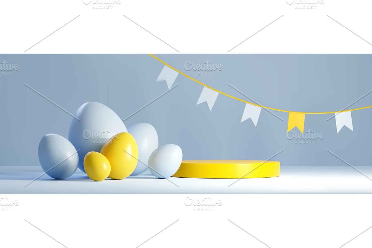 Easter banner with color eggs and, an Illustration by art PVP - market