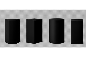 Black geometric shape podiums set, an Illustration by art PVP - market