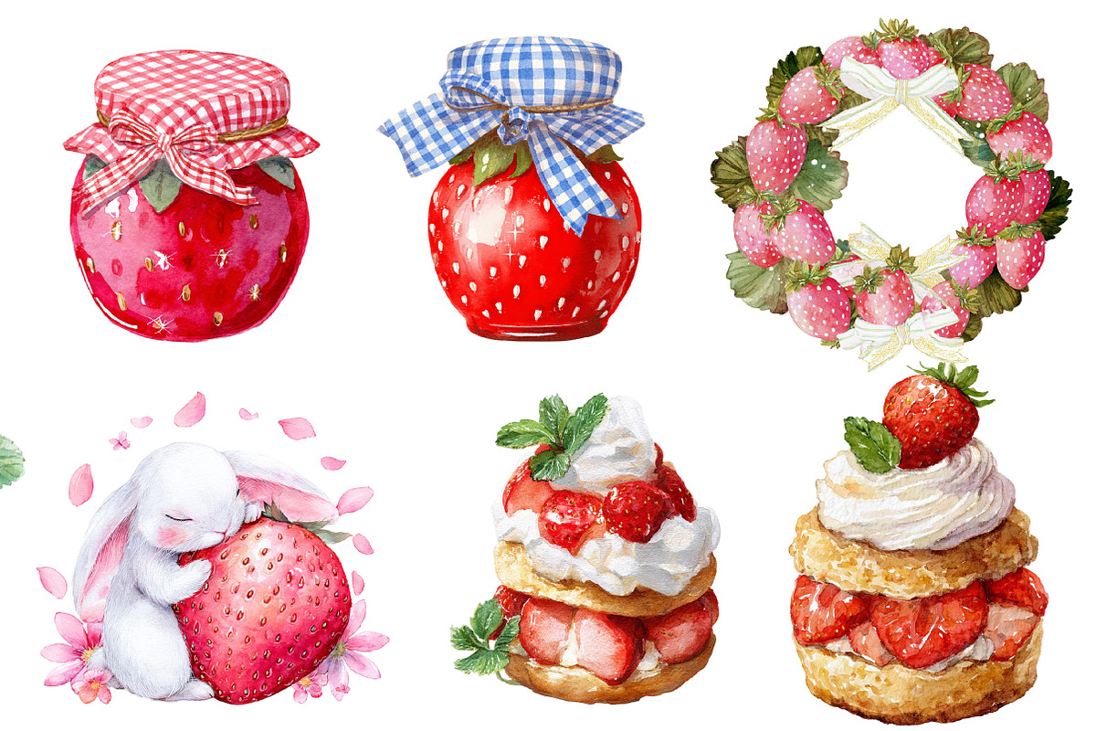 Strawberry Bunny Love PNG Clipart, an Illustration by Designworld (Photo 2 of 5)