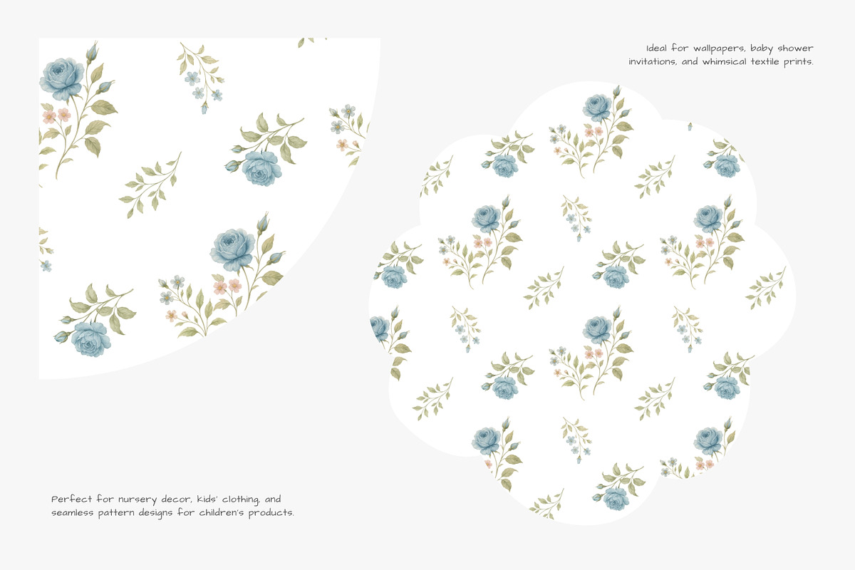 blue rose seamless pattern jpeg, a Pattern Graphic by Pink Studio Art (Photo 3 of 5)