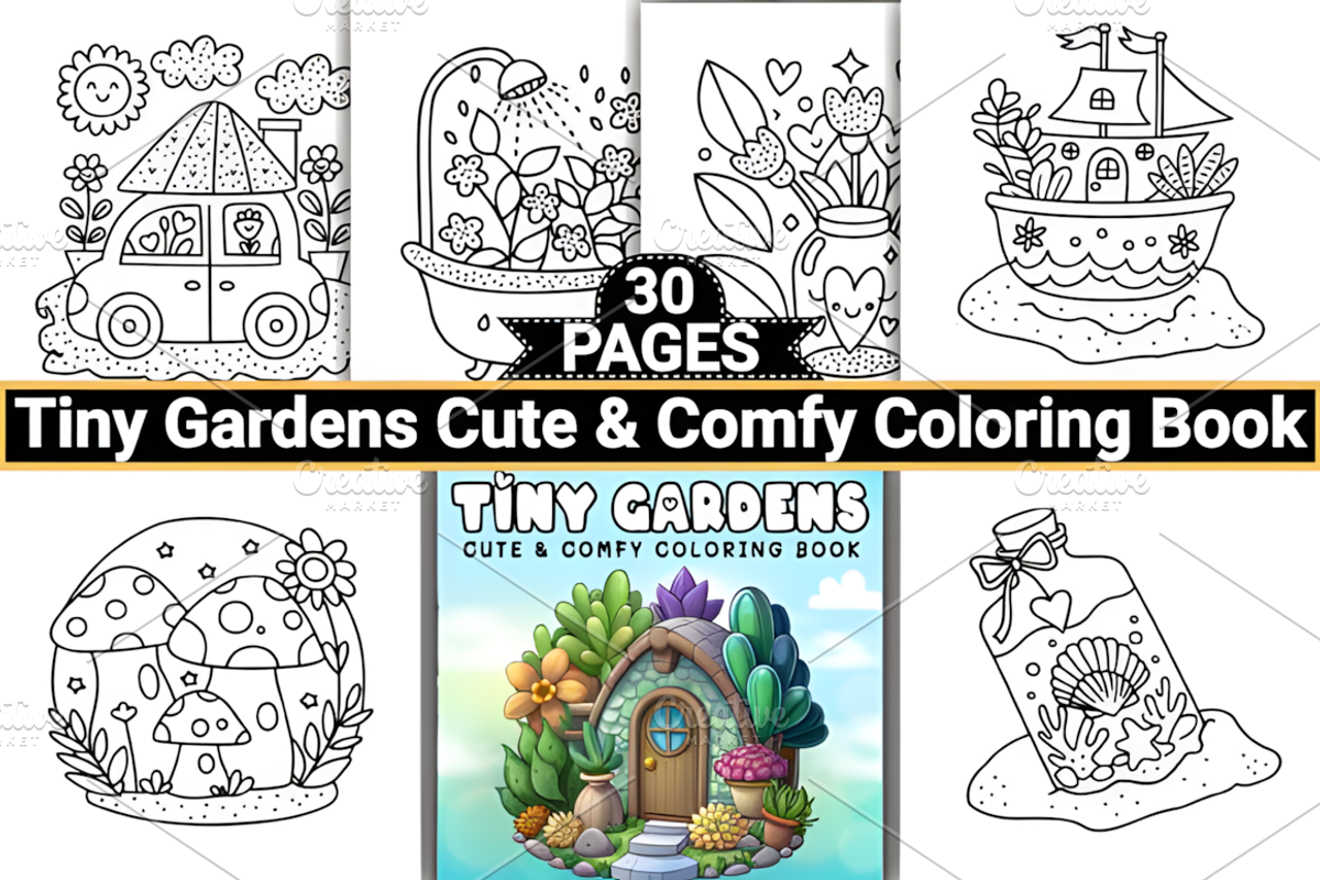 Tiny Gardens Cute & Comfy Coloring, a Decorative Illustration by Coco Bloom (Photo 3 of 4)