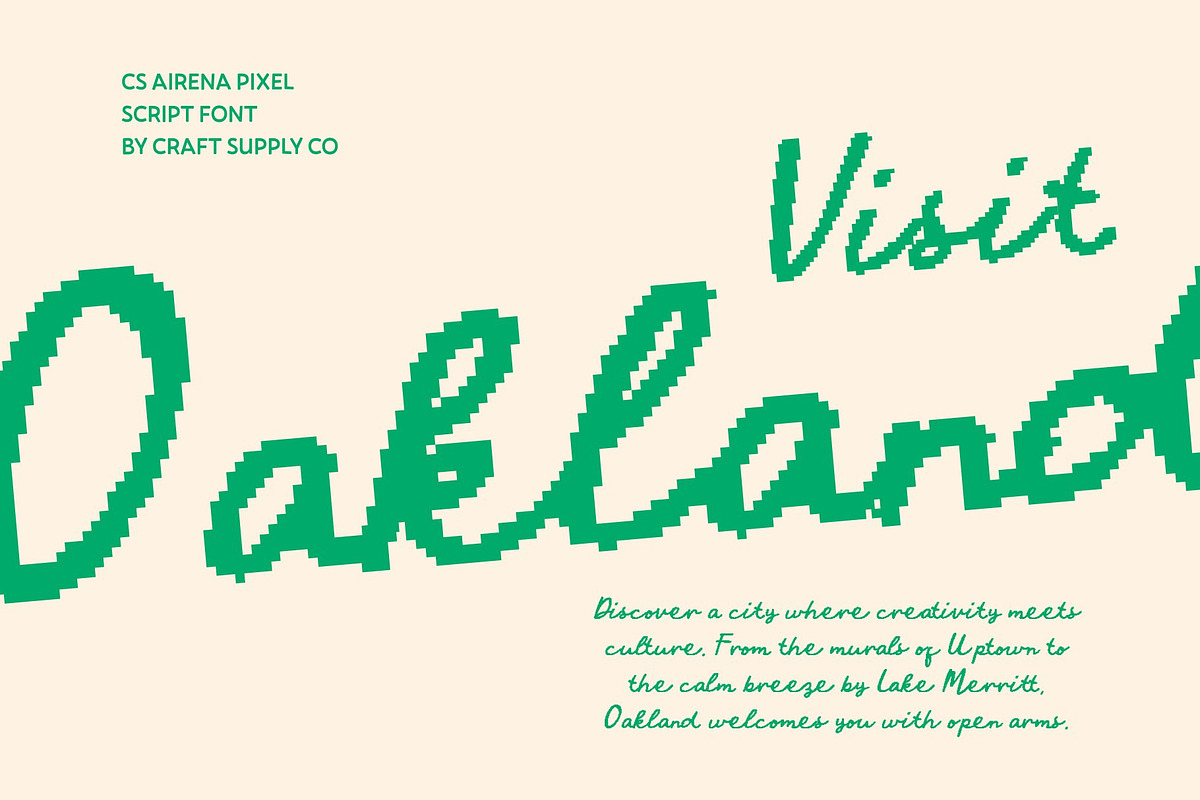 CS Airena Pixel, a Script Font by Craft Supply Co. (Photo 2 of 8)