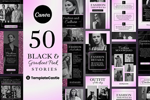 50 Fashion Stories Canva Templates, a Templates & Theme by TemplateCastleStore