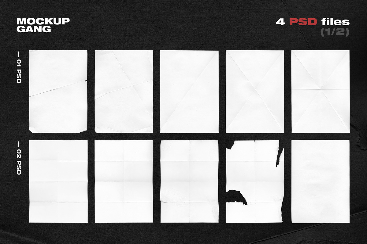 Wrinkled Paper Mockup Bundle, a Print Template by Mockup Gang (Photo 4 of 5)