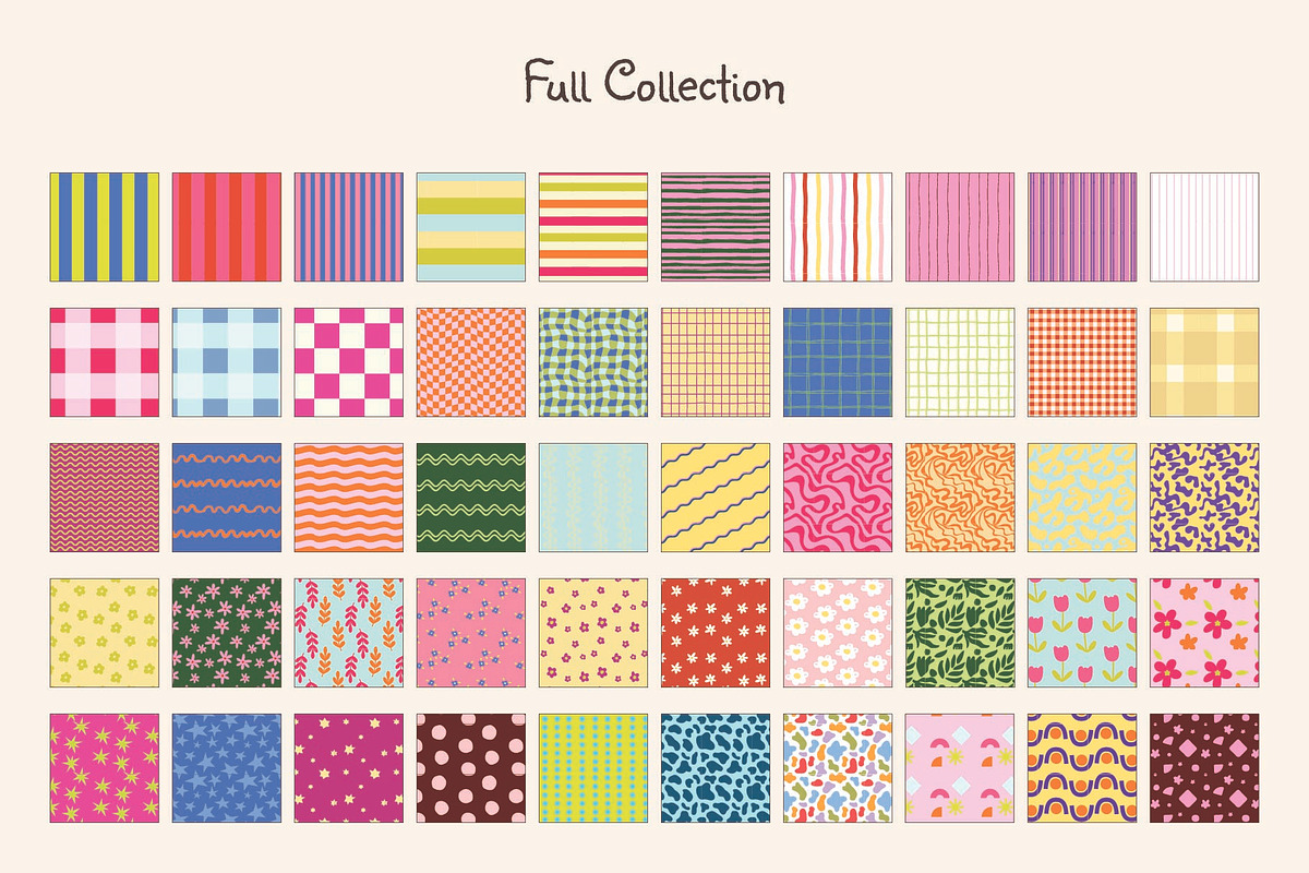 Quirky Playful Seamless Pattern Pack, a Decorative Illustration by Invisual Studio (Photo 2 of 11)