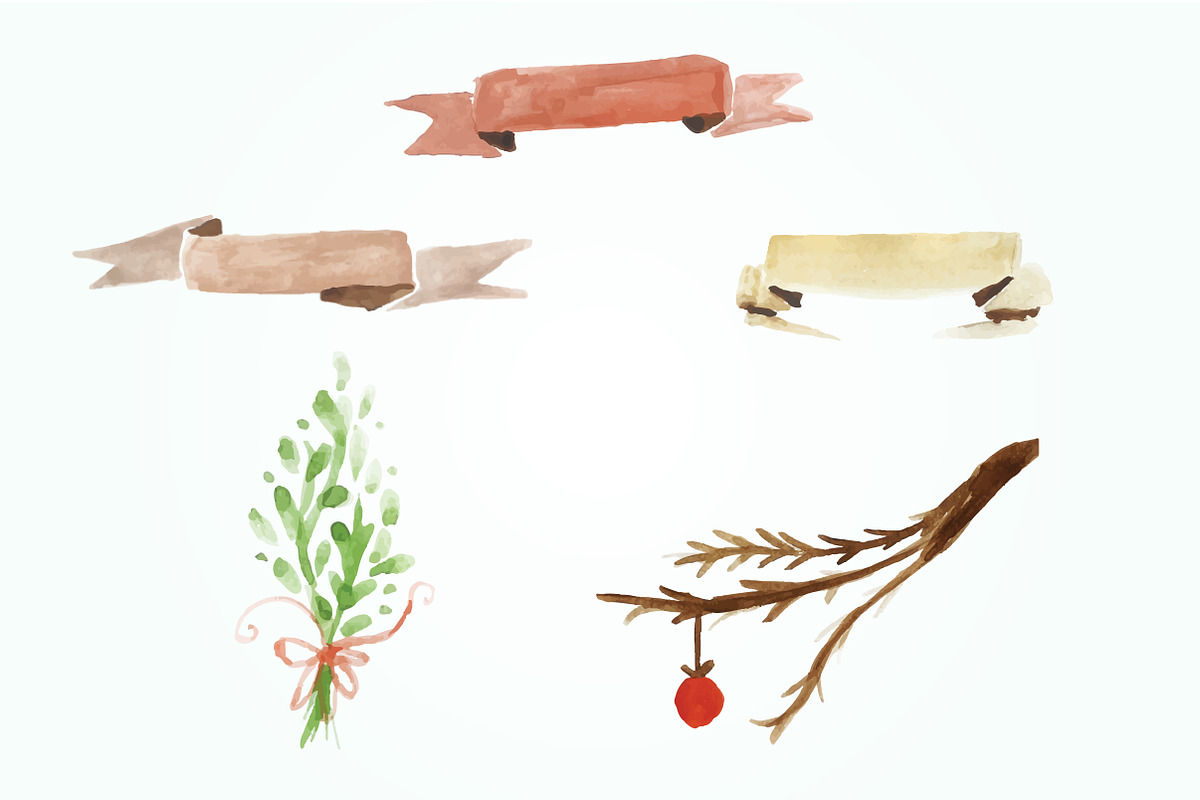 60 Christmas Watercolor  Clip Art, an Illustration by Qamber Designs & Media (Photo 13 of 13)