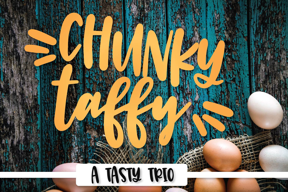 Chunky Taffy - A Silly Font Trio, a Script Font by CraftyLittleNodes (Photo 25 of 30)