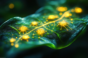 Bright glowing patterns emerge on gr, a Photo by Tanuart