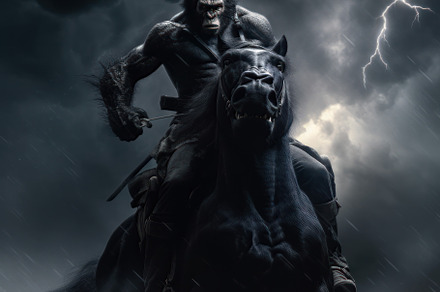 Gorilla Is On Horse