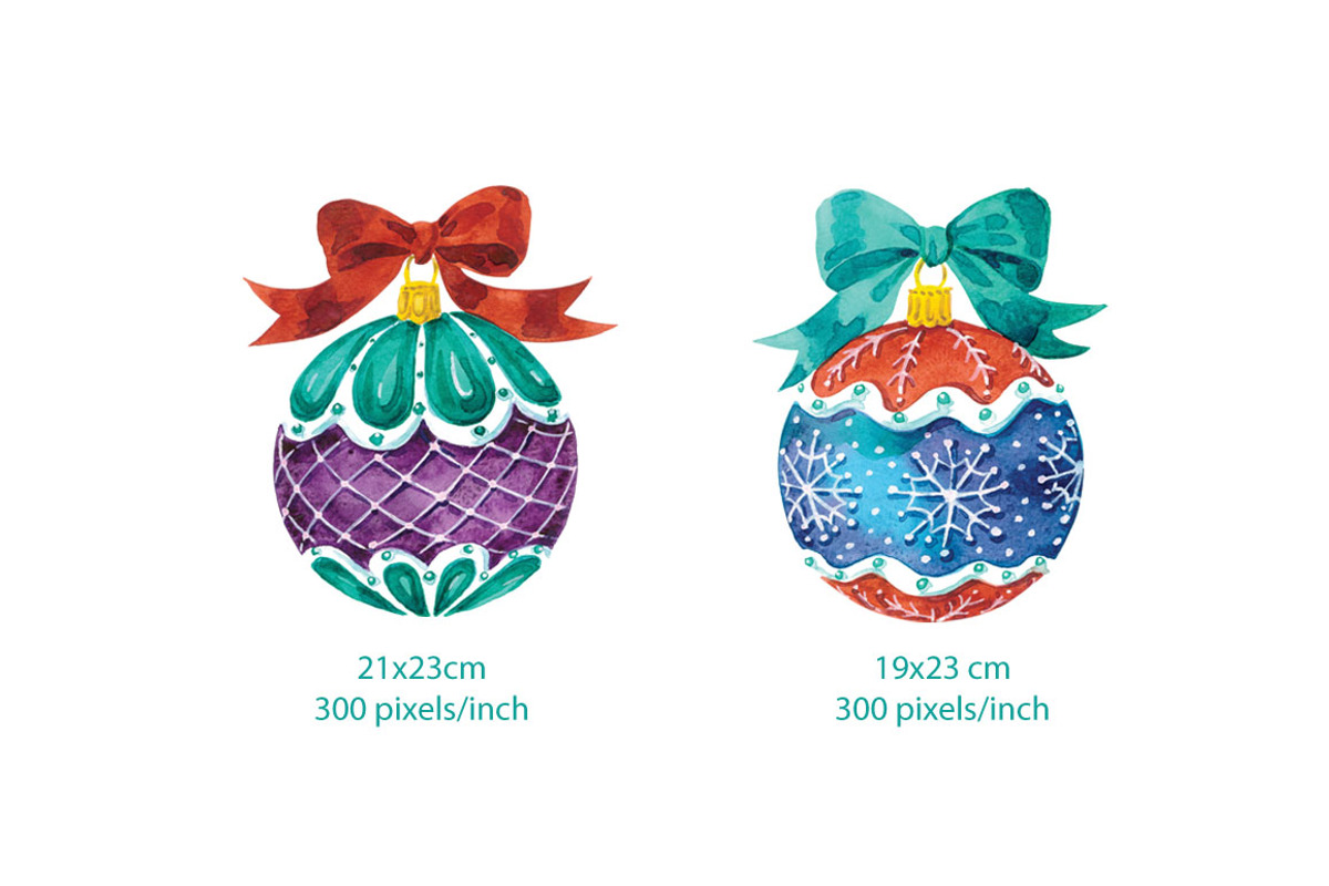 Christmas balls set. Watercolors, a Decorative Illustration by Marina.Markizova (Photo 2 of 5)