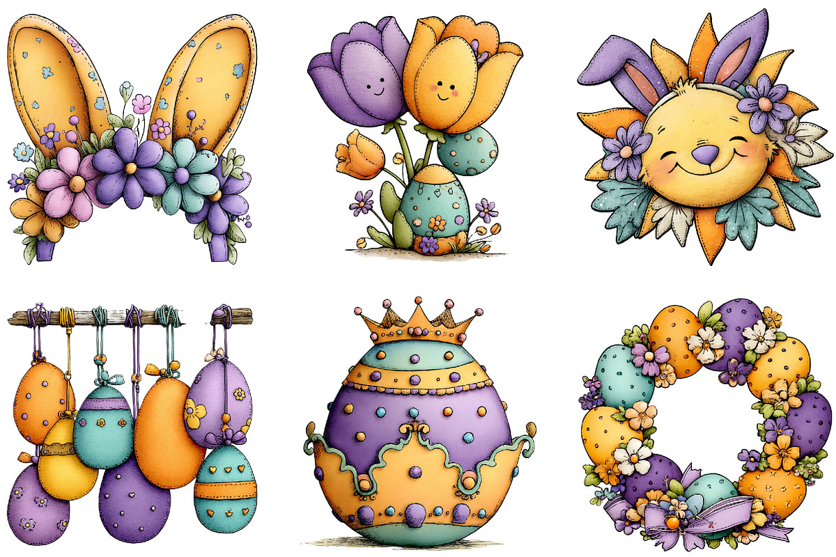 Whimsical Happy Easter Clipart, an Illustration by Dream Creation (Photo 4 of 5)