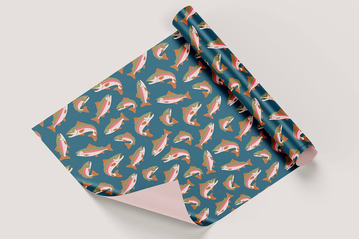 Seamless Rainbow Trout Pattern, a Pattern Graphic by EmmaGDesigner (Photo 2 of 5)