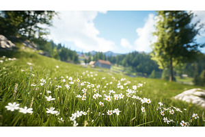 Scenic meadow with white flowers, a Nature Photo by Lermont51