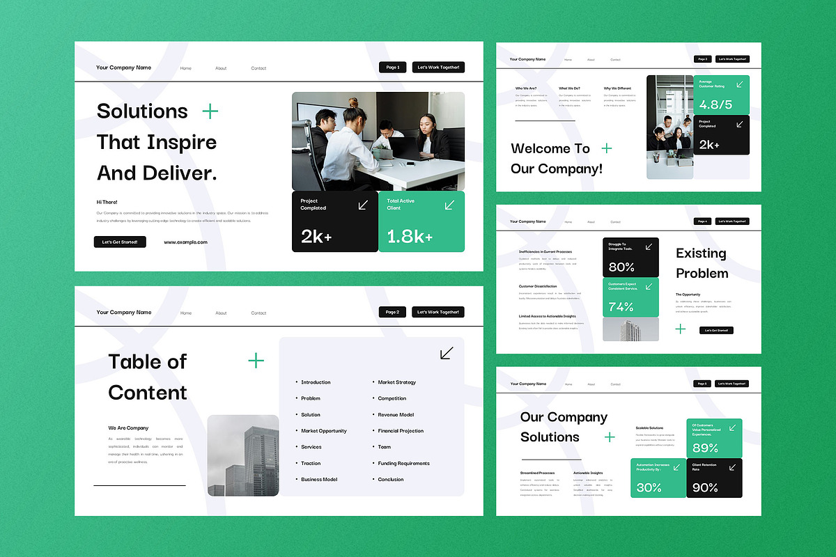 White Green Pitch Deck PPT, a Presentation Template by Aiyari Graphic (Photo 2 of 5)