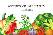Watercolor set of vegetables, a Food Illustration by Color_Brush (Thumbnail 1 of 7)