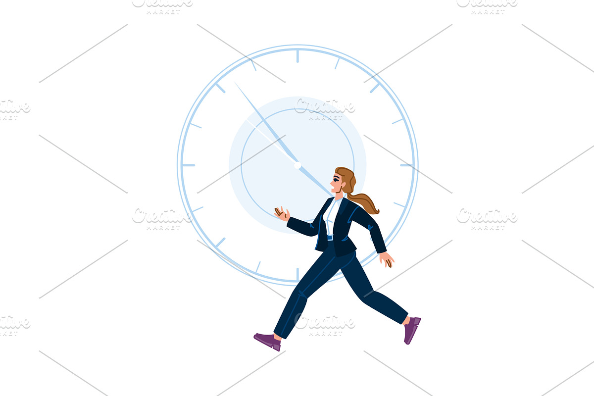 Businesswoman running against time, a Finance Illustration by pikepicture