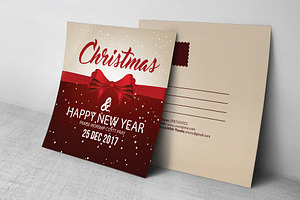 Merry Christmas Postcard Template