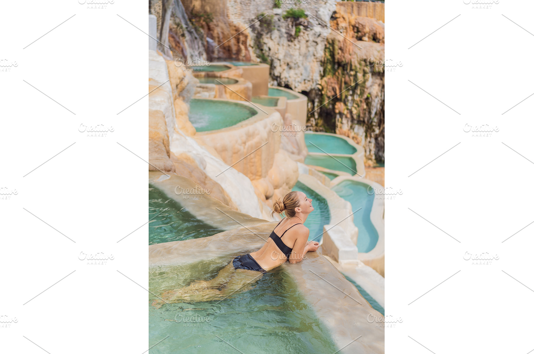 Female tourist exploring Grutas, a Holiday Photo by Elizaveta Galitskaya