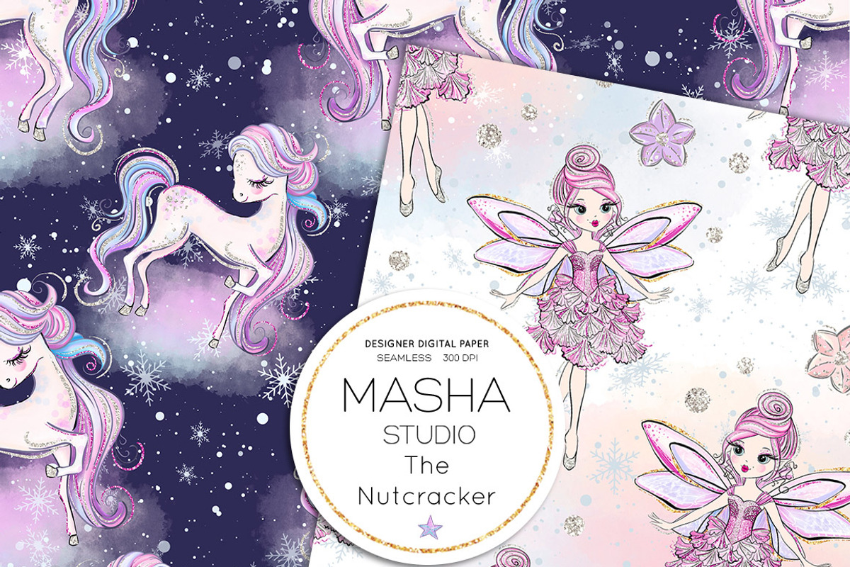 THE NUTCRACKER digital papers, a Pattern Graphic by Masha Studio