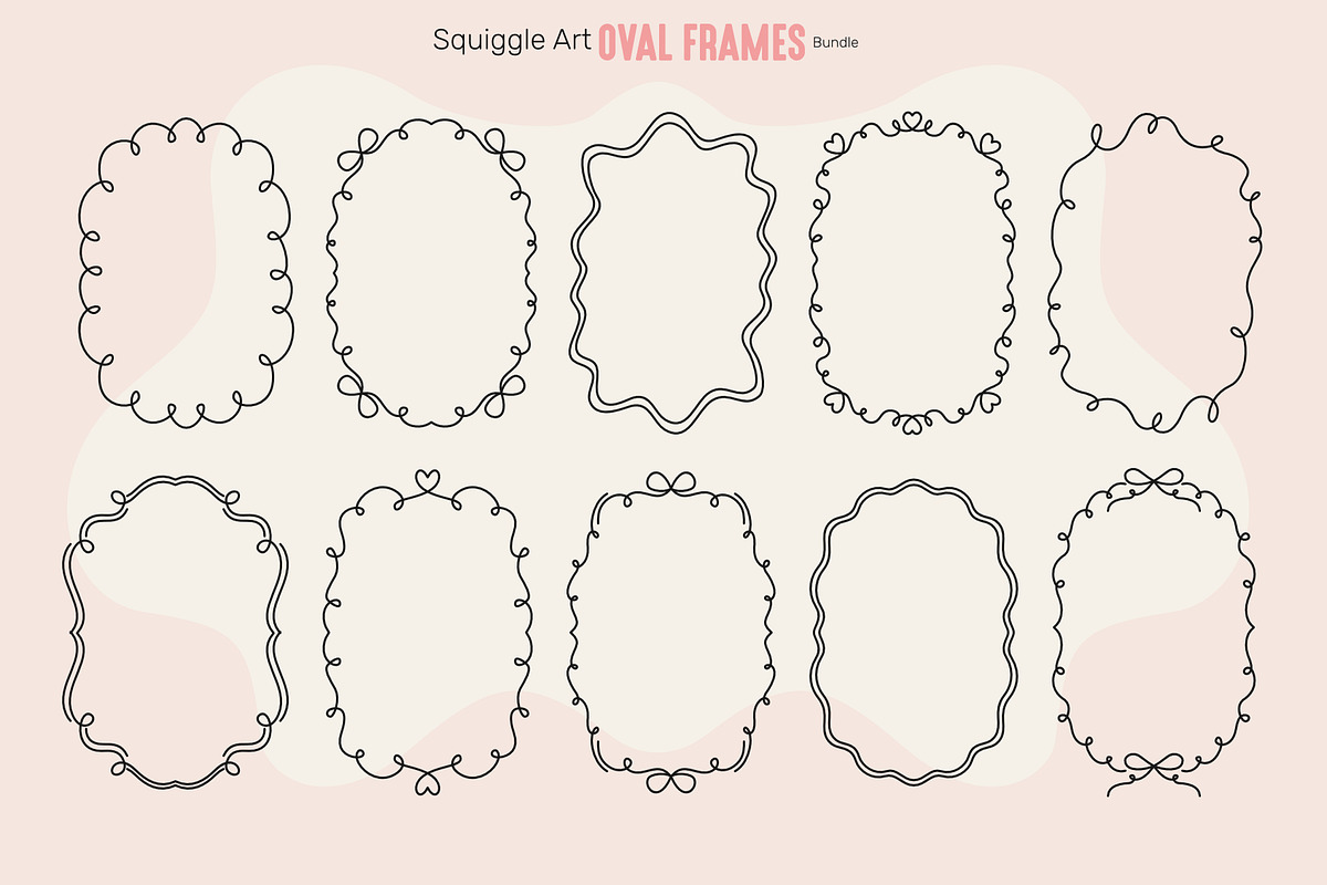 Squiggle Art Oval Frames Bundle, an Object Graphic by moja doodle (Photo 4 of 8)