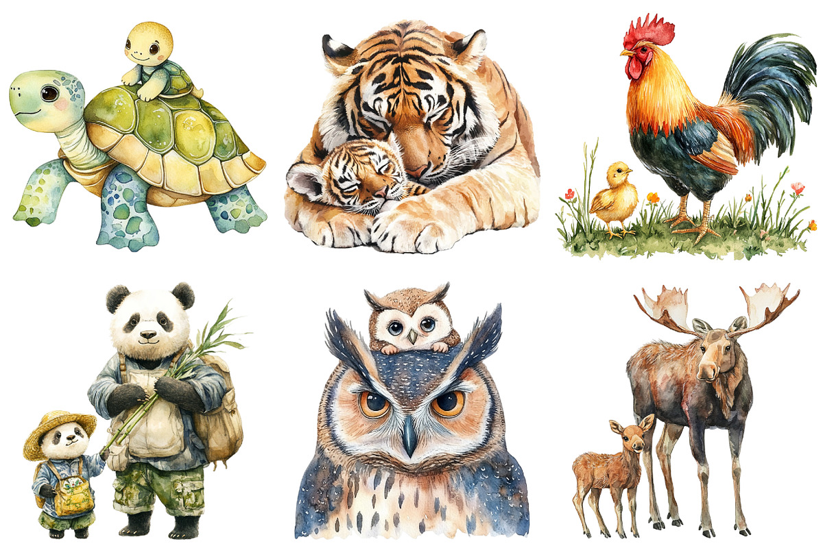 Watercolor Father's Day Animals, an Illustration by Craft Nest (Photo 5 of 6)
